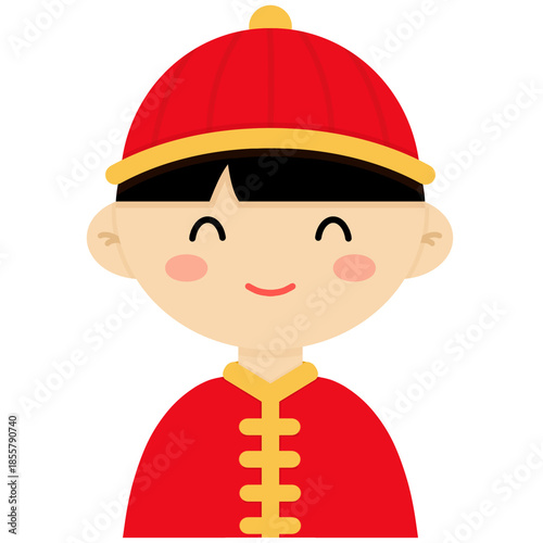 Illustration of Boy Traditional Chinese Outfit