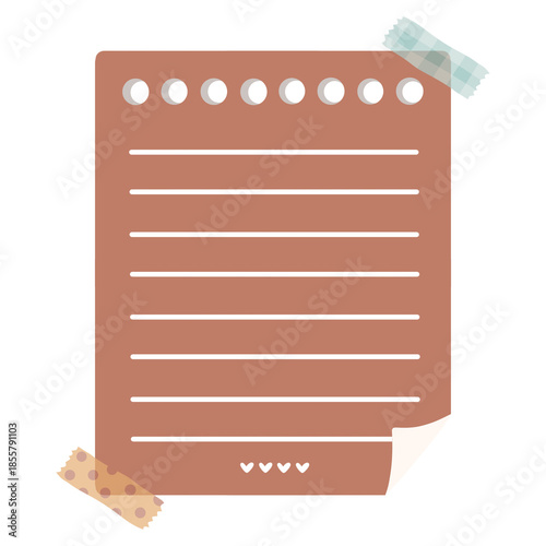 Brown Paper Note with Washi Tape Illustration