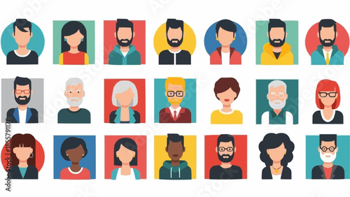 Diverse Group of People Avatars Representing Different Individuals.