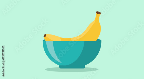 Minimalist Illustration of a bowl with bananas representing fruit and healthy snack options