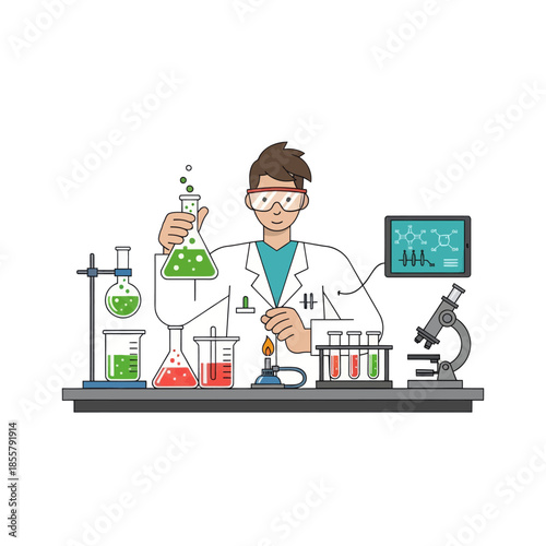 Innovative Laboratory Scientist Conducting Chemical Experiments with Modern Equipment