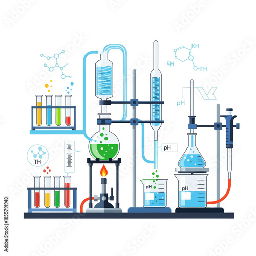Innovative laboratory setup illustrating chemical reactions and scientific experimentation with