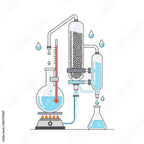 Innovative laboratory distillation setup illustrating separation and purification processes in