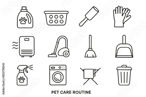 Icon basket neutralizer pet purifier vector roller cleaner covered icons care bottle