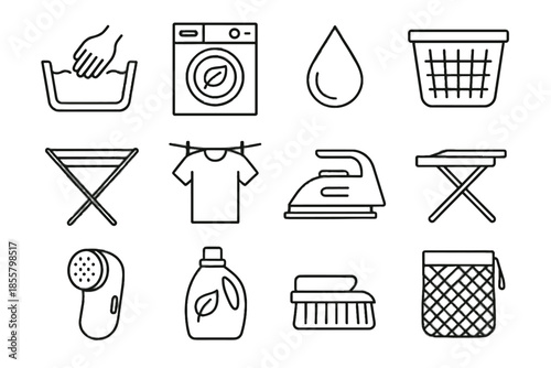 Eco vector cold shirt fabric bottle icons icon sustainable drying steam fashion