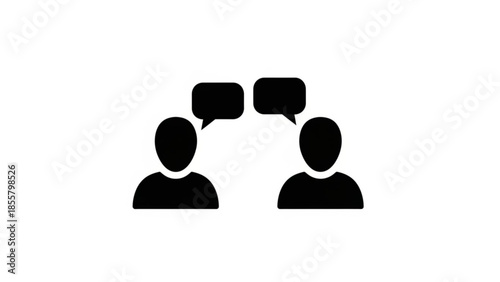 Two individuals communicating with speech bubbles in a simple illustration