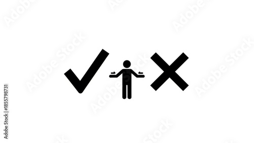 Person Weighing Options with Checkmark and Cross Symbols