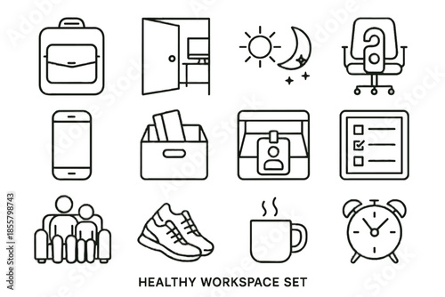 Disturb chair ending icons workspace drawer coffee lying healthy walking icon personal