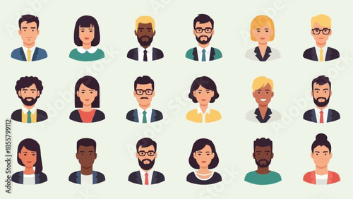Diverse Group of Professional People Avatars.