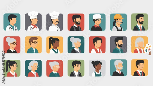 Diverse Group of Professional People Avatars.