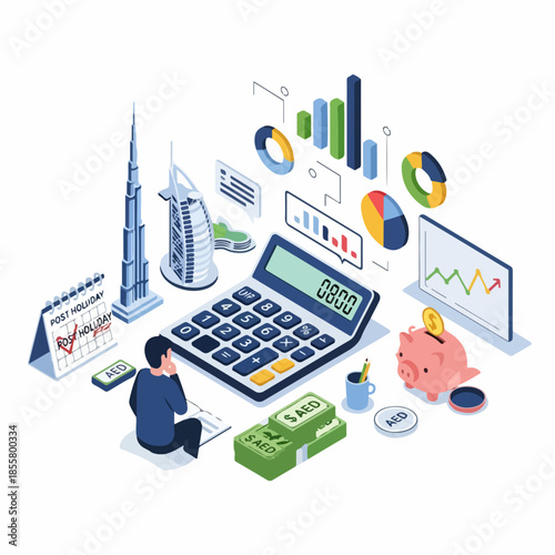 Isometric Detailed Financial Investment And Business Growth Illustration Concept