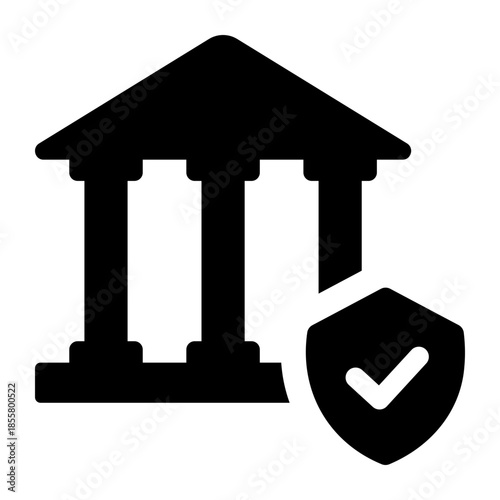 Financial safety solid icon representing secure banking, money protection, and financial security for finance, insurance, and fintech applications.