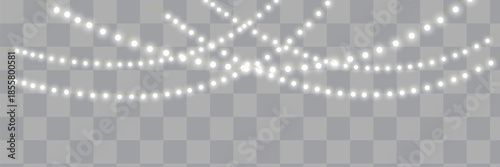 Christmas lights isolated on transparent background. Xmas glowing garland
