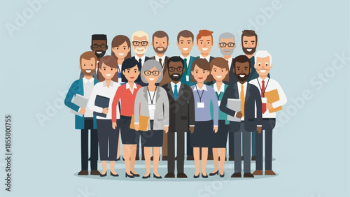 Diverse Group of Professionals Standing Together in a Team.