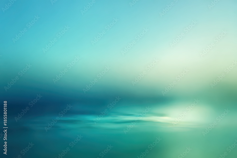 Fototapeta premium Calm mint and blue gradient background with gentle bokeh