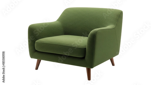 Cuadro en lienzo Isolated green armchair with wood legs, lounge furniture for contemporary apartm