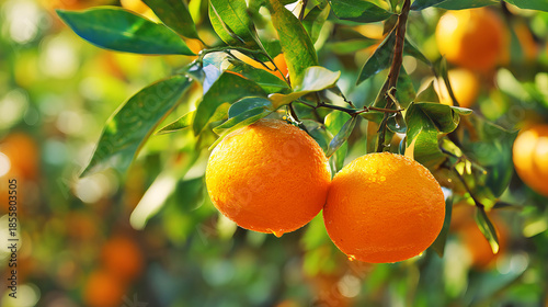Vibrant Orange Grove Landscape Under Clear Blue Skies