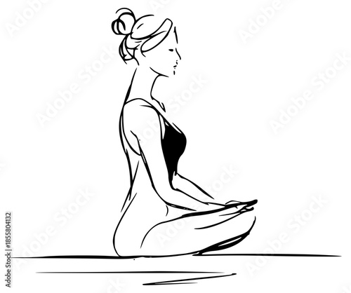 Fotografía Woman in lotus pose meditation line drawing
