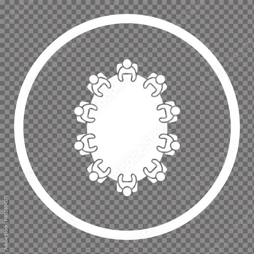 Roundtable Conference and Business Meeting Icon Team Strategy and Boardroom Discussion Symbol