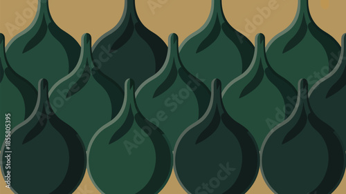 Elegant green damask pattern on golden background