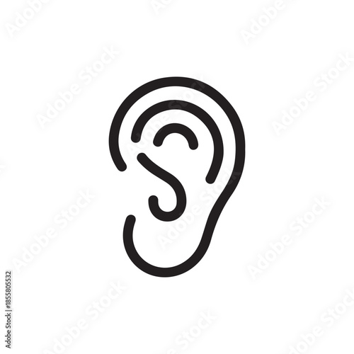 Minimalist Human Ear Line Icon for Audiology Medical Health and Hearing Services