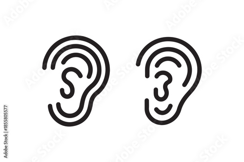 Human Ear Anatomy Line Icon Set for Audiology Hearing Care and Otolaryngology Medical Services