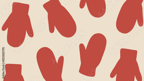 Vibrant red mittens on cream background for cozy winter designs