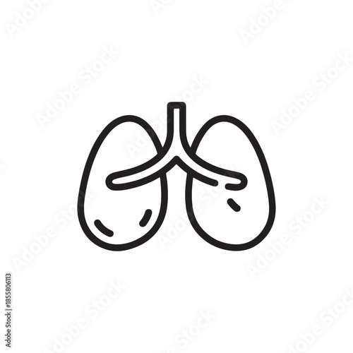 Human Lungs Respiratory System Line Icon for Pulmonology and Medical Healthcare