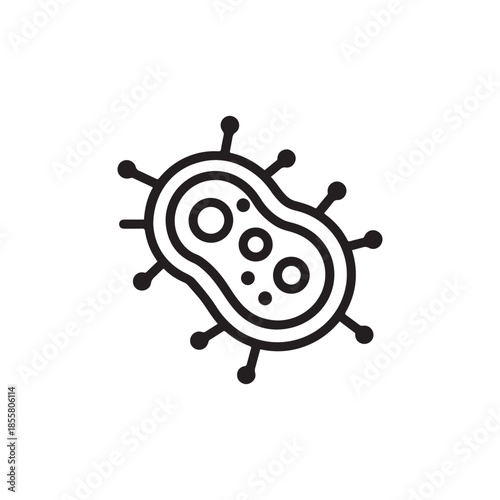 Virus Cell or Bacteria Line Icon for Medical Microbiology and Healthcare Science