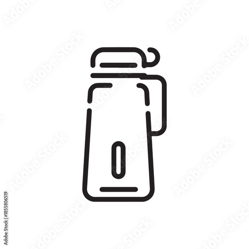 Minimalist Thermos Flask Line Icon for Hot Beverage Insulation and Outdoor Travel Gear