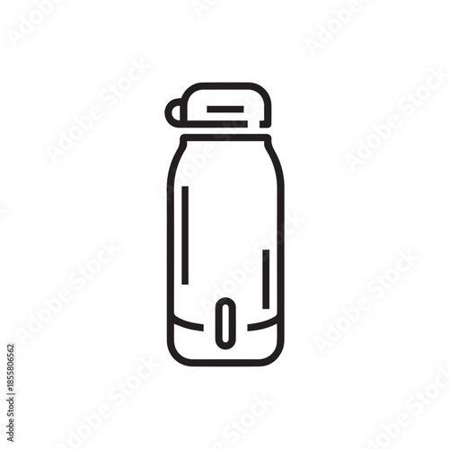 Minimalist Thermos Flask Line Icon for Hot Beverage Insulation and Outdoor Travel Gear