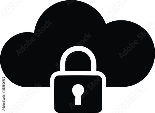 Secure cloud storage icon for robust data protection and online privacy, representing a locked cloud server or network security concept to safeguard digital information