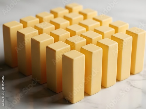 Butter sticks arranged on marble
