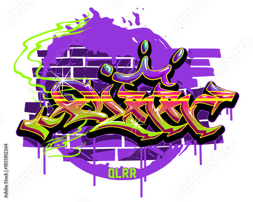 Vibrant Urban Graffiti Art with Crown and Brick Wall Background