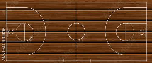 Basketball court floor with line on wood texture background. Vector illustration.
