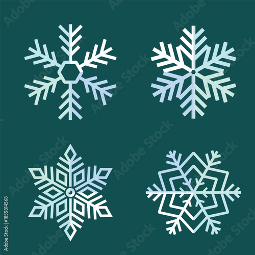 set of vector snowflakes