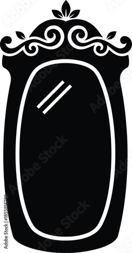 Vintage decorative mirror silhouette with ornate frame and elegant scrollwork details