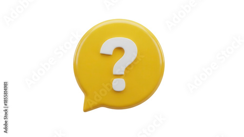 Obraz na płótnie Isolated yellow cartoon speech bubble has question mark design, ask for help sym