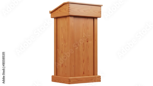 Isolated wooden lectern standing upright ready for a presentation for a speech or sermon