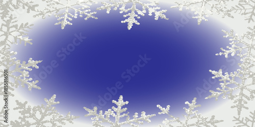 Snowflake frame for a greeting card. Winter frame with snowflakes. Vector illustration
