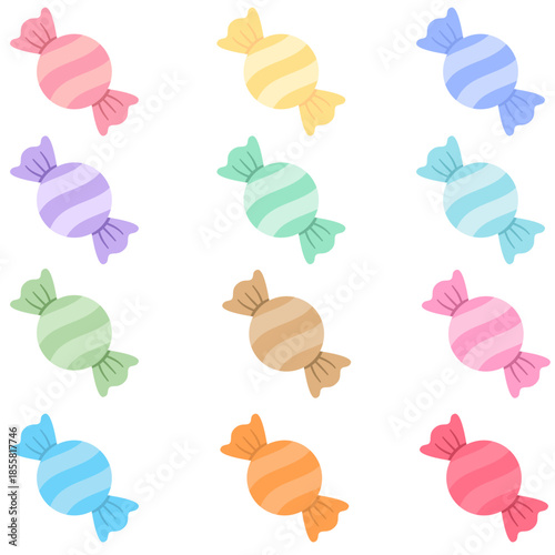 Set of Colorful Sweet Candies Vector Illustration Collection on White Background