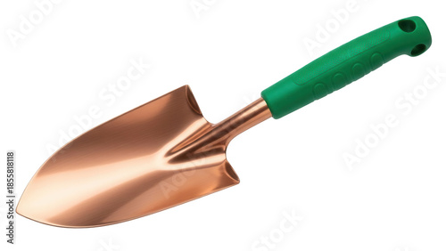 Photography Isolated garden trowel for planting, transplanting flowers and seedlings with gr