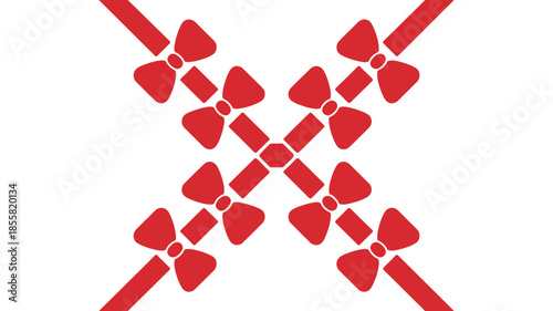 Vibrant red bow tie pattern on white background