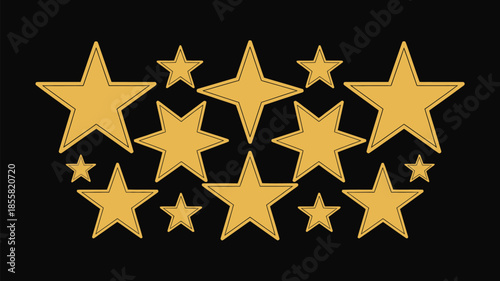 Golden stars on black background for ratings and reviews
