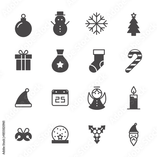 Vector illustration cute handdrawn christmas winter con element set