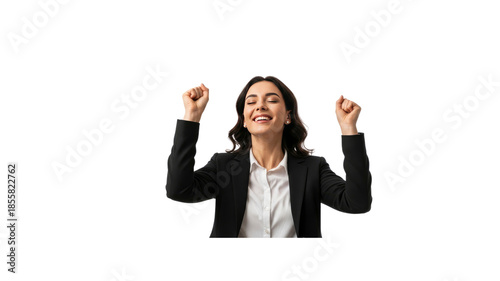 Successful businesswoman celebrating achievement