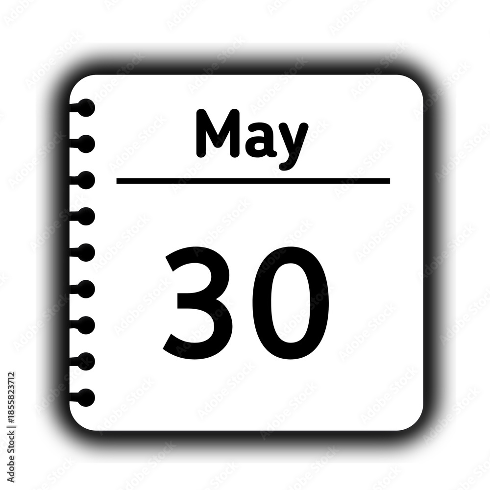 Obraz premium May 30st calendar new year day reminder icon note pad diary symbol