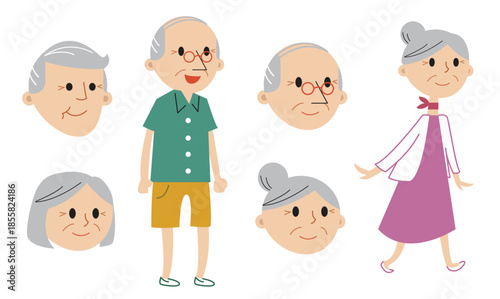 senior couple vector set