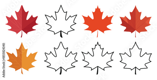 set of colorful autumn leaves vector autumn forest leaf