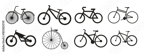 set of isolated icons on a theme bicycle